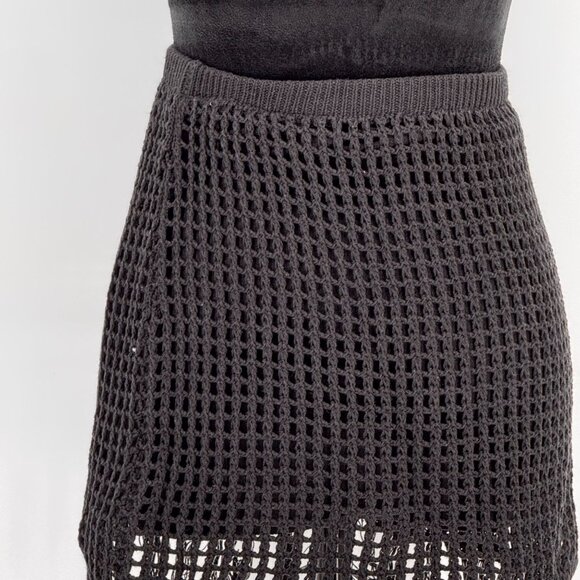 2/$18 Sale!  Pink Lily Crochet Mini Skirt Womens‎ S Black Open Knit Bohemian - Picture 7 of 8